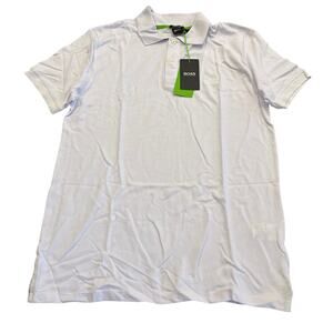 HUGO BOSS Men's Polo Top 100% Cotton White Medium